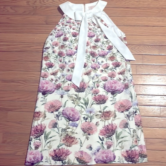 REDUCED TED BAKER LUCILEE NECKTIE FLORAL TUNIC DRESS SZ US 10 OR TED SZ 4 - Picture 2 of 12